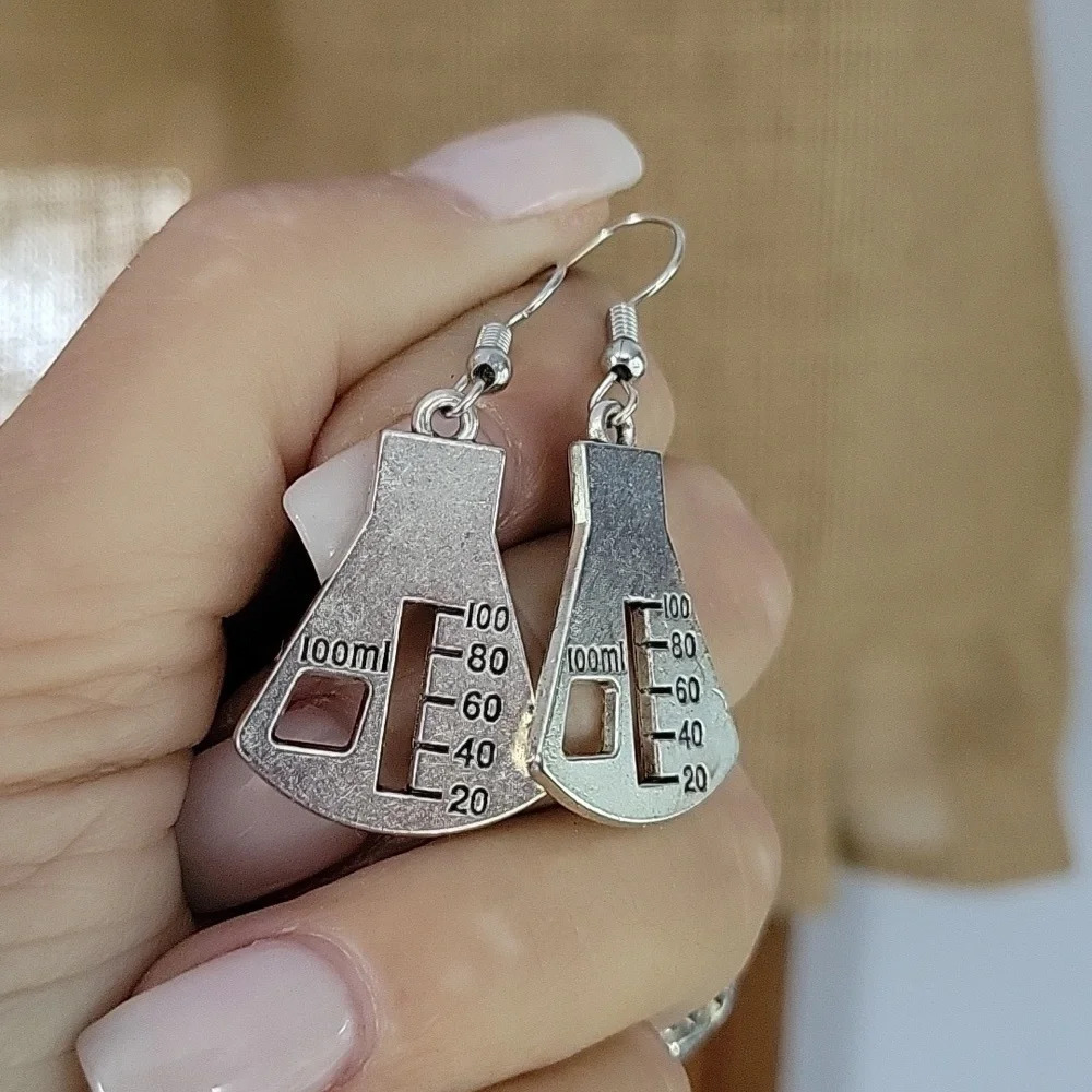 Chemistry Flask Drop Earrings, unisex, science
